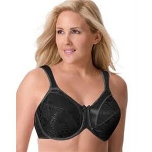 NWOT Bali 38C Satin Tracings Minimizer Bra 3562 Black 126561